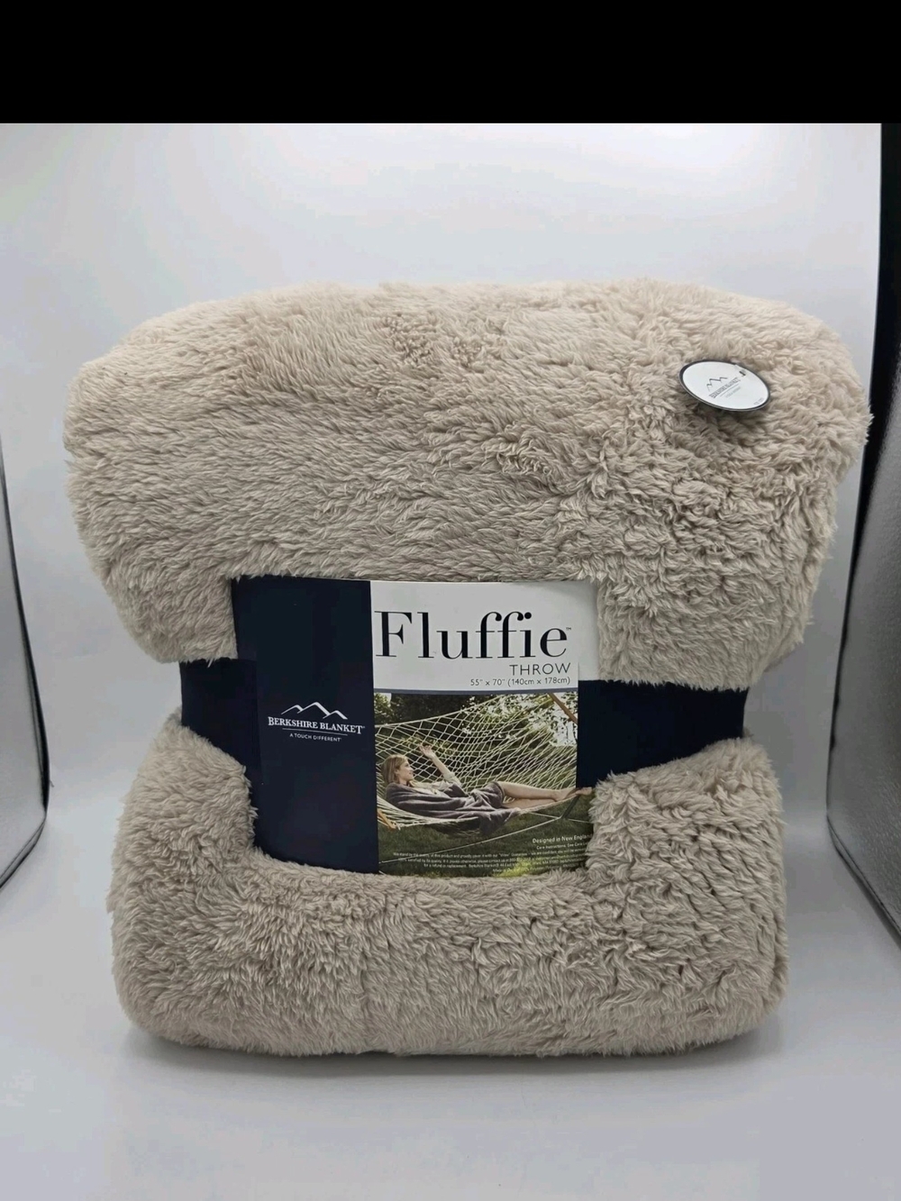 NEW Berkshire Blanket Fluffie Throw 55 x 70 Tan Beige NWT Soft with Gift Tag